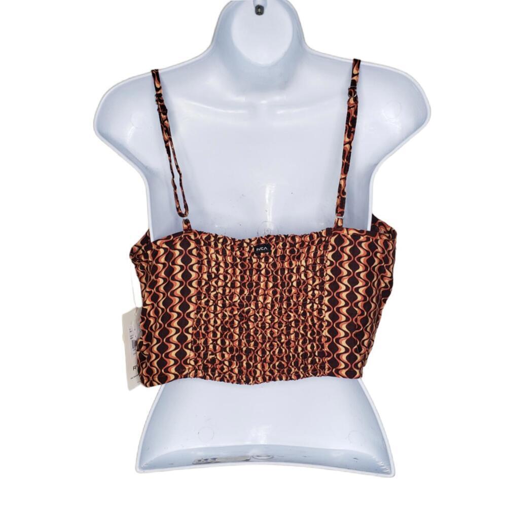 RVCA Womens Sz M Moxy Retro Groovy Print Linen Blend Tank Top Blouse(1850) - Picture 3 of 6